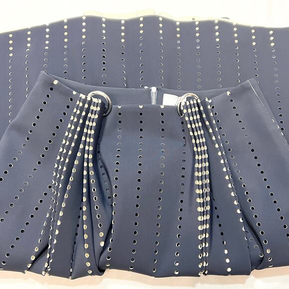 Dion Lee Embellished Perforated Pleated Skirt US 8 Blue Polyester Zipper 2016 - Picture 10 of 16